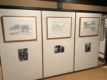 九度山八景絵画展におけるスケッチ画（慈尊院ほか）の写真