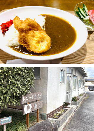 メニューのカレーとお店の外観